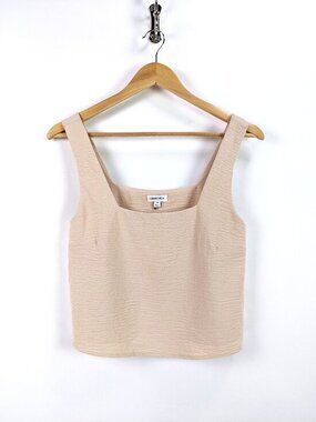 Urban Social Womens Square Neck Sleeveless Cropped Tank Top in Beige Size XS